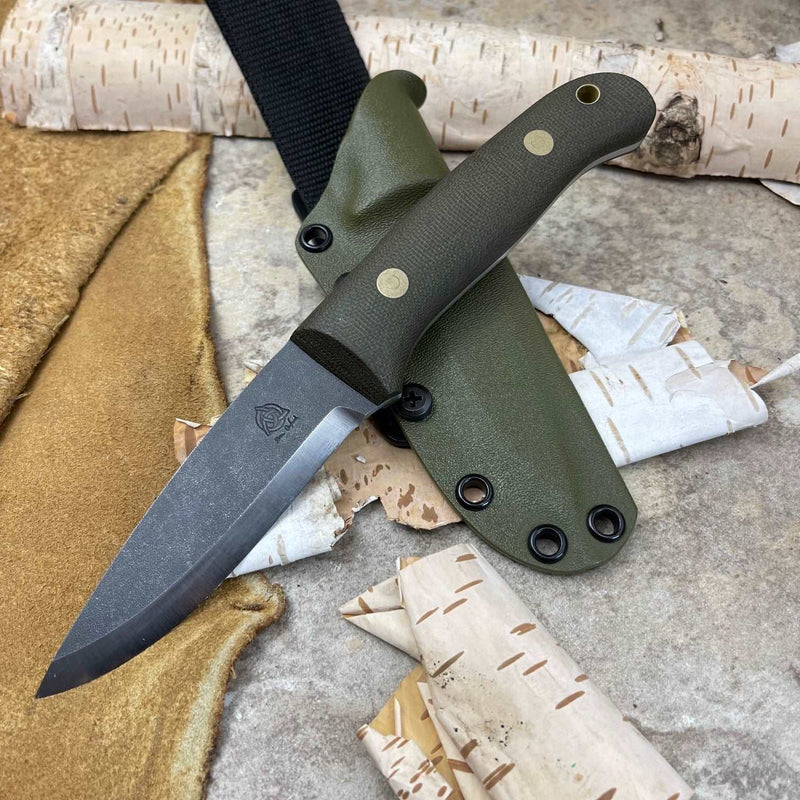 Load image into Gallery viewer, Green Canvas Micarta Woodlander - Ben & Lois Orford