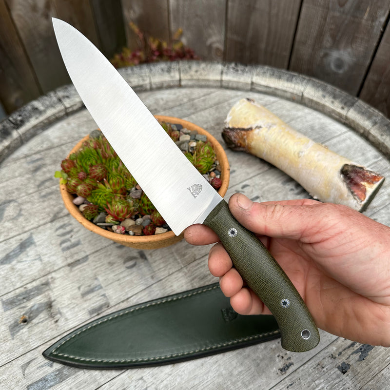 Load image into Gallery viewer, Green Micarta Provider 8&quot; Kitchen Knife
