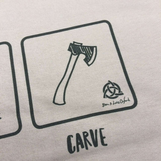 'Eat, Sleep, Carve' T-Shirt - Sand