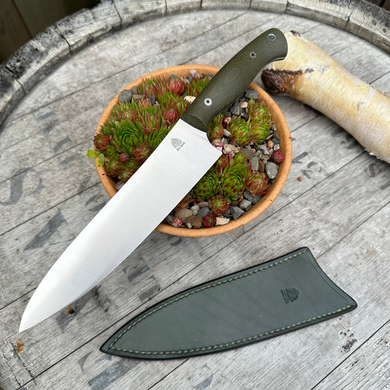 Load image into Gallery viewer, Green Micarta Provider 8&quot; Kitchen Knife
