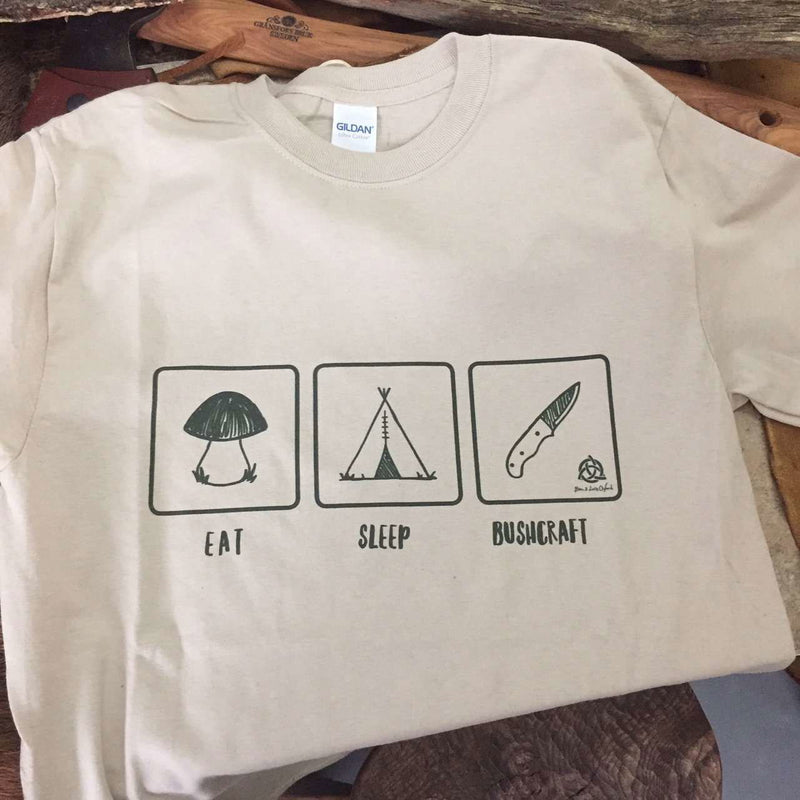 Load image into Gallery viewer, 'Eat, Sleep, Bushcraft' T-Shirt - Sand - Ben & Lois Orford