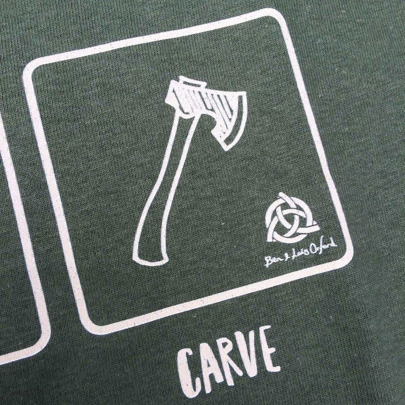 Load image into Gallery viewer, 'Eat, Sleep, Carve' T-Shirt - OD Green - Ben & Lois Orford