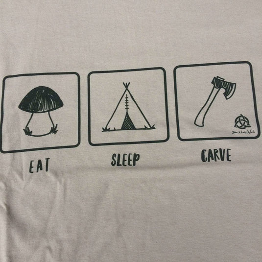'Eat, Sleep, Carve' T-Shirt - Sand - Ben & Lois Orford