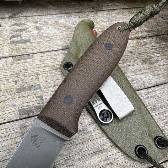 Green Micarta Flat ground Campcraft knife - Ben & Lois Orford