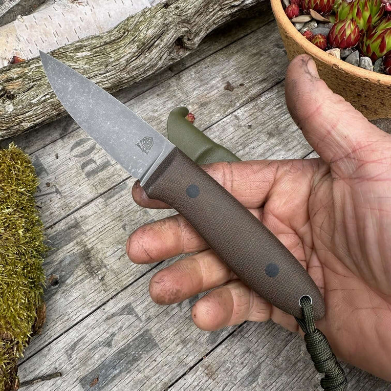Load image into Gallery viewer, Green Micarta Flat ground Campcraft knife - Ben & Lois Orford