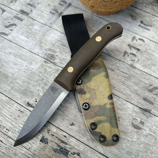 Green Micarta Woodlander 4" classic - Ben & Lois Orford
