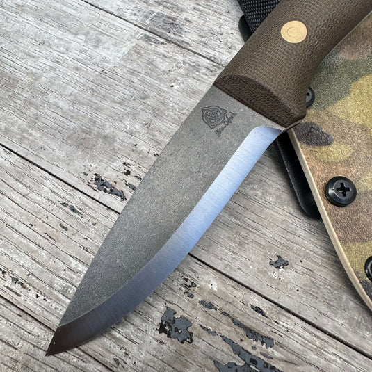 Green Micarta Woodlander 4" classic - Ben & Lois Orford