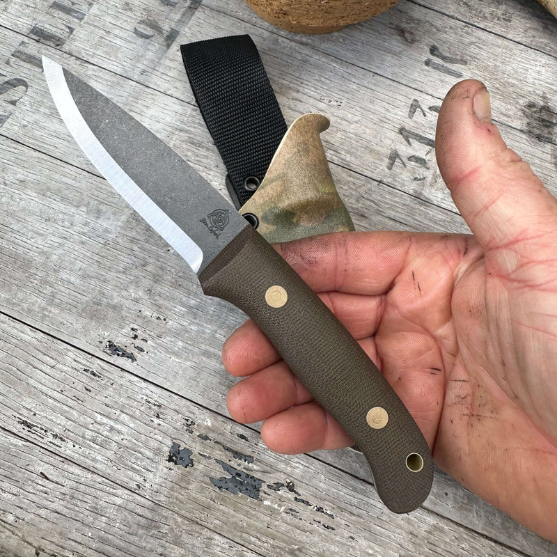 Load image into Gallery viewer, Green Micarta Woodlander 4" classic - Ben & Lois Orford