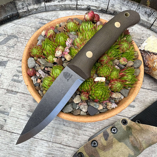 Green Micarta Woodlander 4" classic - Ben & Lois Orford