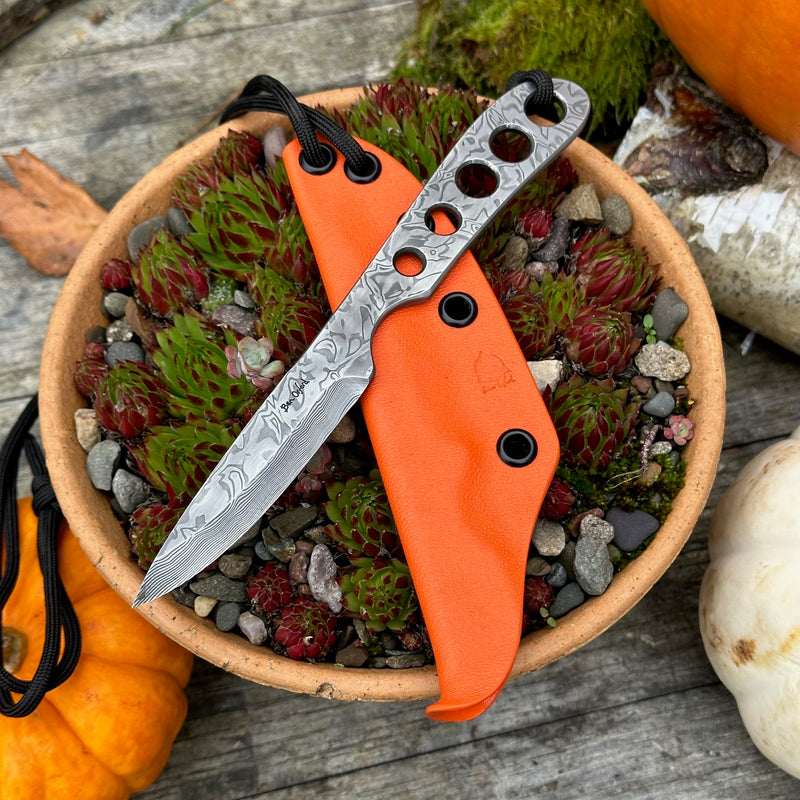 Load image into Gallery viewer, The Thorn XL - Damasteel/Hunter Orange