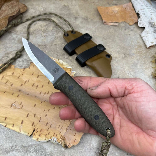 Green Micarta Flat ground Campcraft knife - Ben & Lois Orford