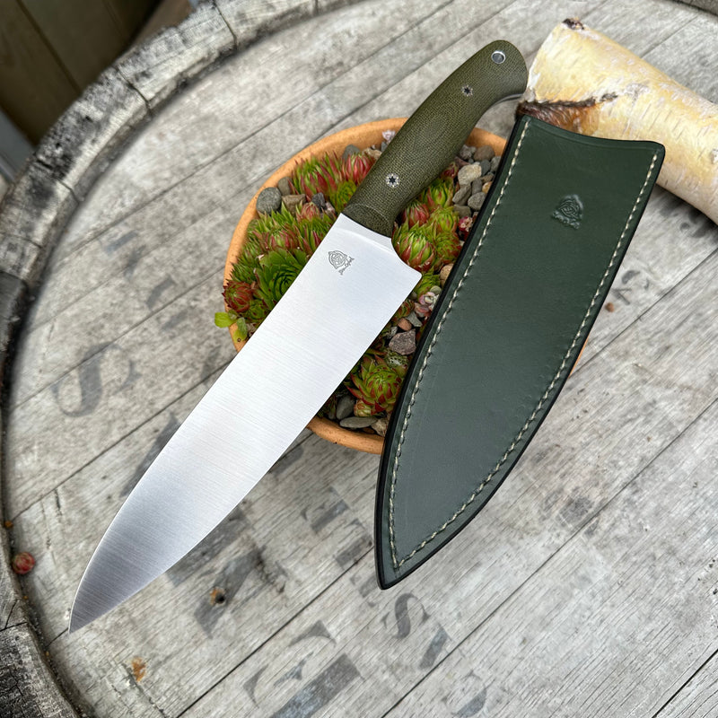 Load image into Gallery viewer, Green Micarta Provider 8&quot; Kitchen Knife
