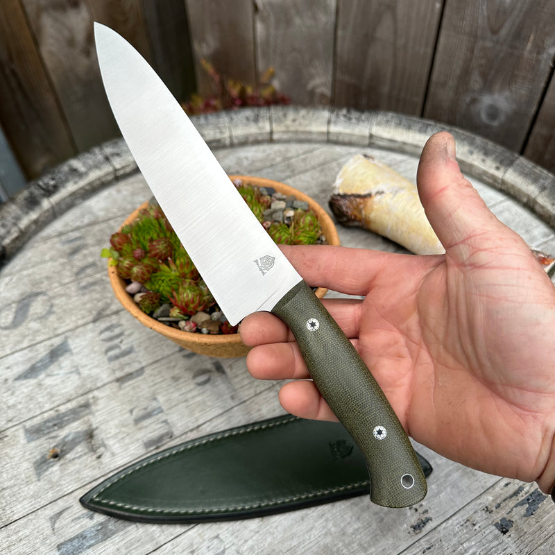 Load image into Gallery viewer, Green Micarta Provider 8&quot; Kitchen Knife
