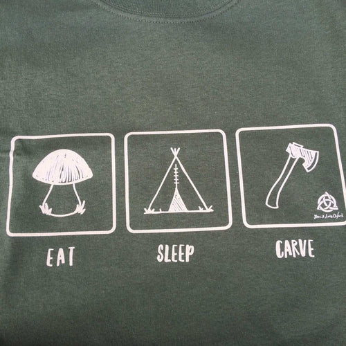'Eat, Sleep, Carve' T-Shirt - OD Green