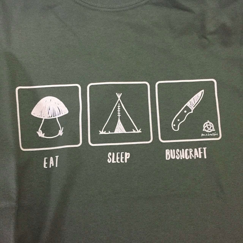 Load image into Gallery viewer, &#39;Eat, Sleep, Bushcraft&#39; T-Shirt - OD Green - Ben &amp; Lois Orford
