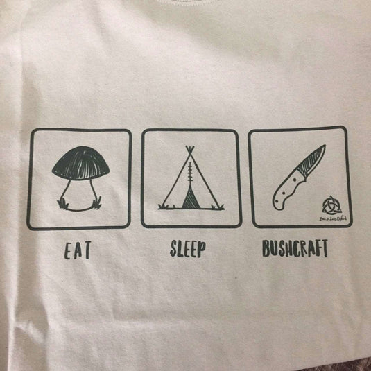 'Eat, Sleep, Bushcraft' T-Shirt - Sand - Ben & Lois Orford