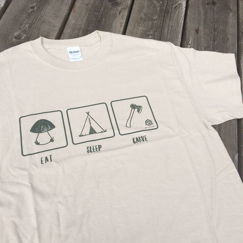 'Eat, Sleep, Carve' T-Shirt - Sand - Ben & Lois Orford