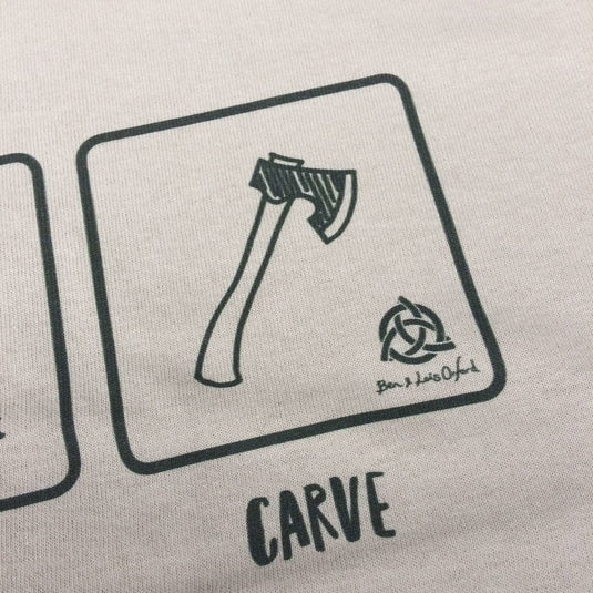 'Eat, Sleep, Carve' T-Shirt - Sand - Ben & Lois Orford