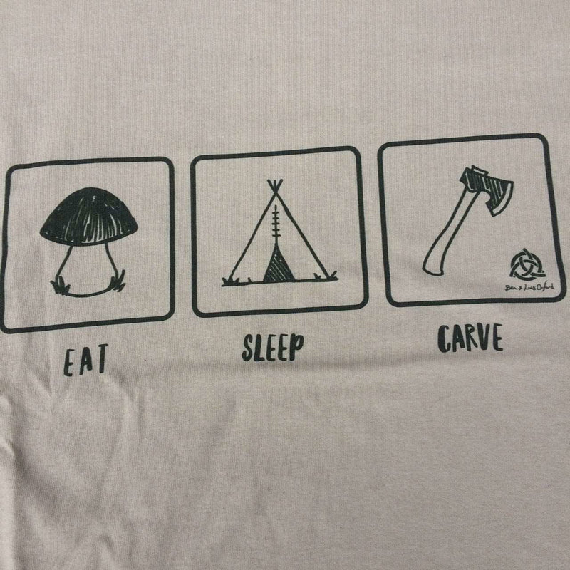 Load image into Gallery viewer, &#39;Eat, Sleep, Carve&#39; T-Shirt - Sand - Ben &amp; Lois Orford
