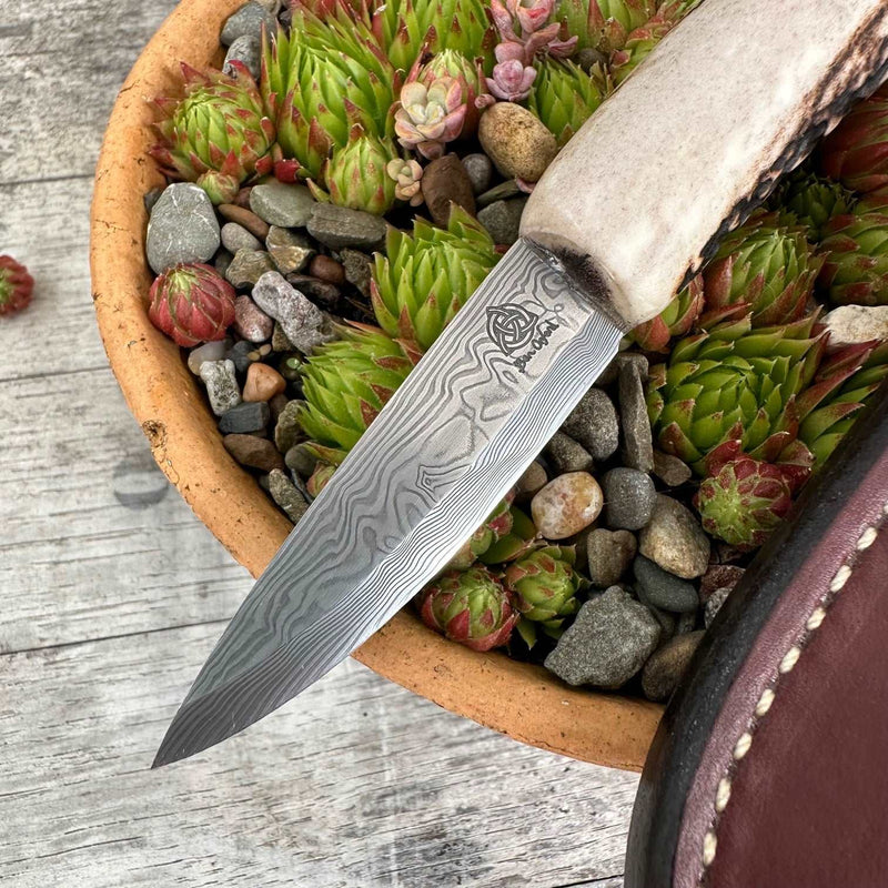 Load image into Gallery viewer, Damasteel Antler Sgian Dubh
