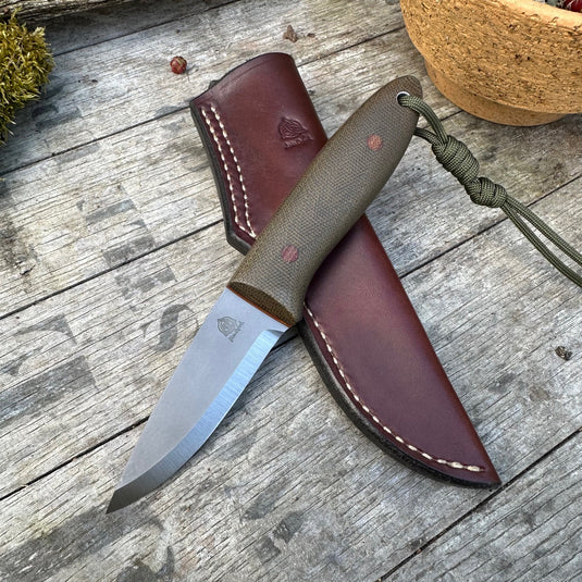 Green and Natural Micarta Campcraft knife - Ben & Lois Orford