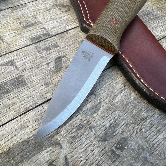 Green and Natural Micarta Campcraft knife - Ben & Lois Orford