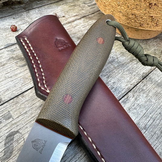 Green and Natural Micarta Campcraft knife - Ben & Lois Orford