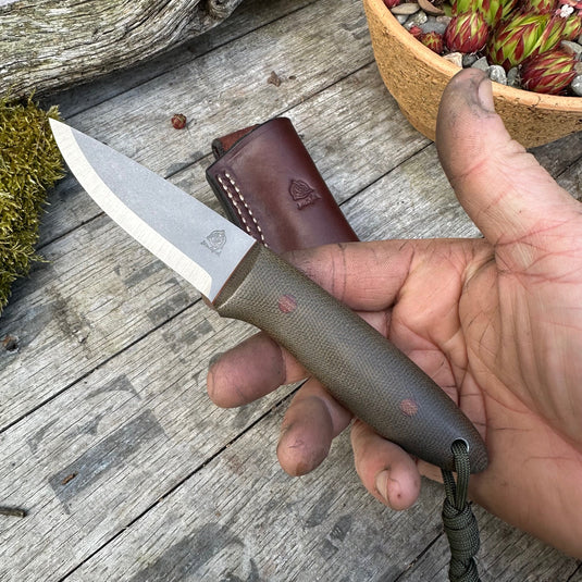 Green and Natural Micarta Campcraft knife - Ben & Lois Orford