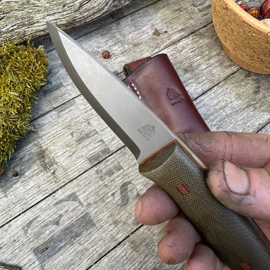 Green and Natural Micarta Campcraft knife - Ben & Lois Orford