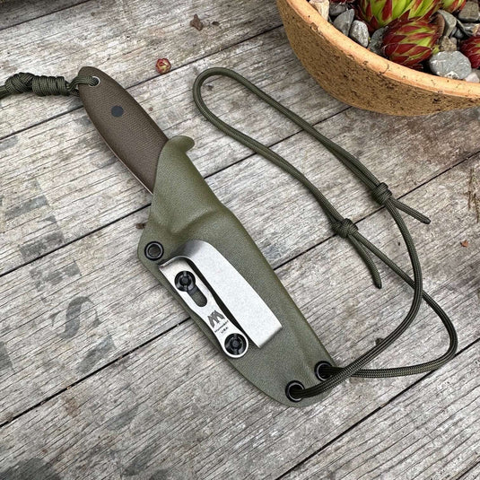 Green Micarta Flat ground Campcraft knife - Ben & Lois Orford