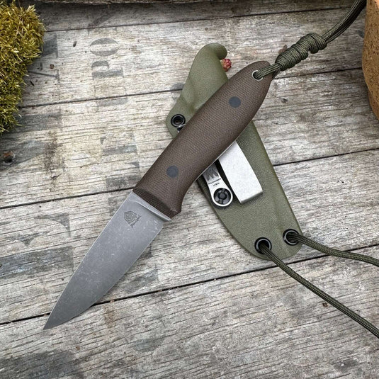 Green Micarta Flat ground Campcraft knife - Ben & Lois Orford