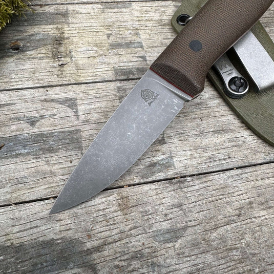 Green Micarta Flat ground Campcraft knife - Ben & Lois Orford