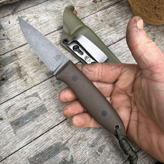 Green Micarta Flat ground Campcraft knife - Ben & Lois Orford