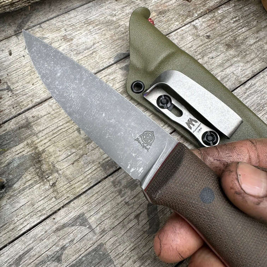 Green Micarta Flat ground Campcraft knife - Ben & Lois Orford