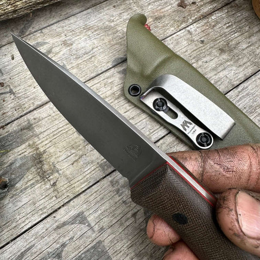 Green Micarta Flat ground Campcraft knife - Ben & Lois Orford