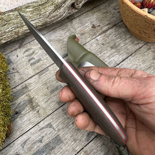 Green Micarta Flat ground Campcraft knife - Ben & Lois Orford