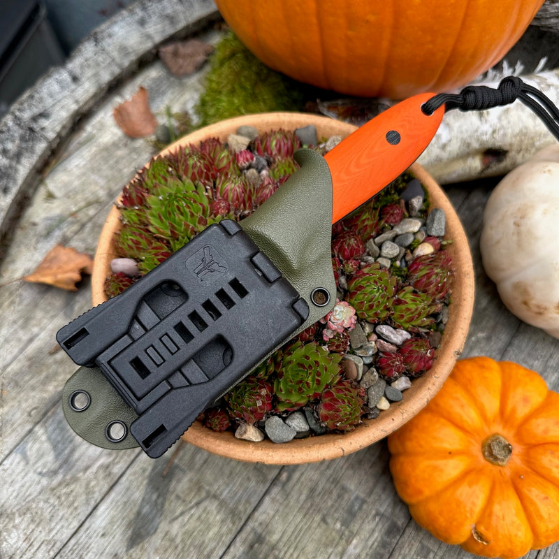 Load image into Gallery viewer, Hunter Orange  Flat ground Campcraft knife
