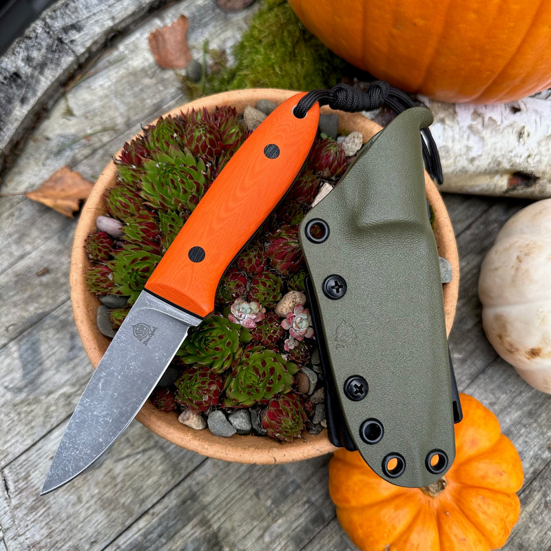 Load image into Gallery viewer, Hunter Orange  Flat ground Campcraft knife
