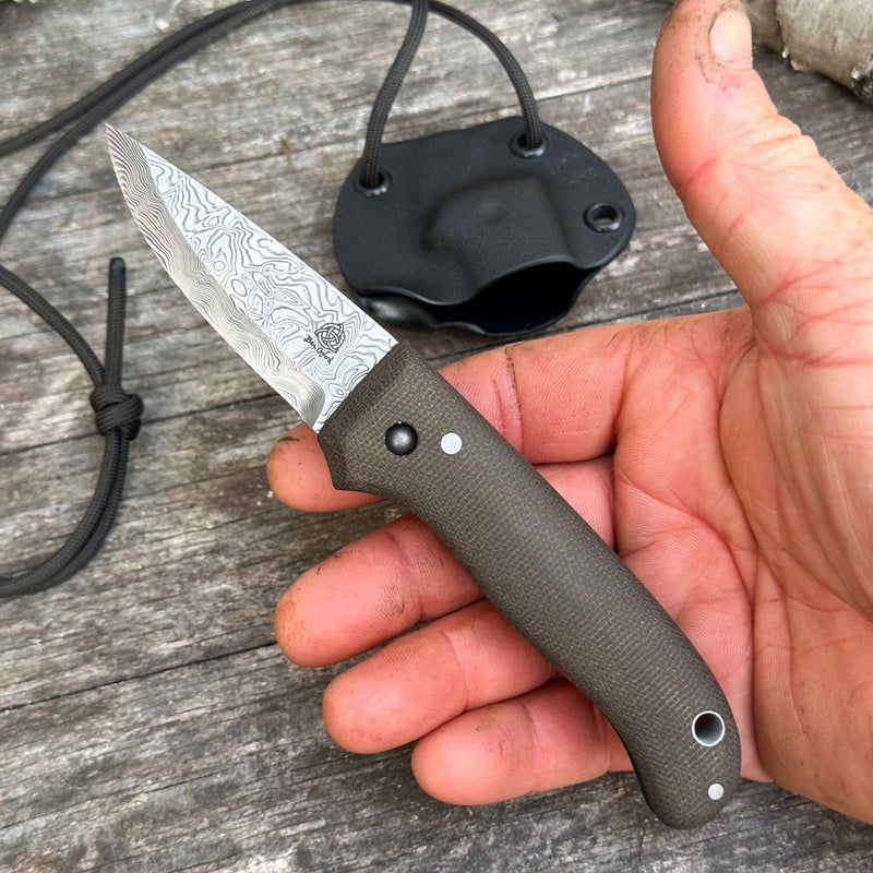 Load image into Gallery viewer, The Nomad - Damascus/Green Micarta
