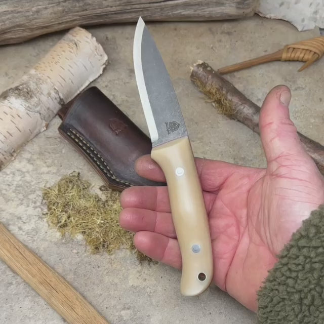 Load and play video in Gallery viewer, The Woodlander - Ivory Linen Micarta/AEB-L
